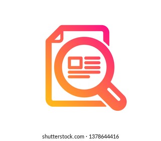 Check article icon. Ð¡opyright sign. Magnifying glass symbol. Classic flat style. Gradient check article icon. Vector