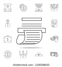 check from ATM icon. Outline set of banking icons. Premium quality graphic design icon. One of the collection icons for websites, web design, mobile app