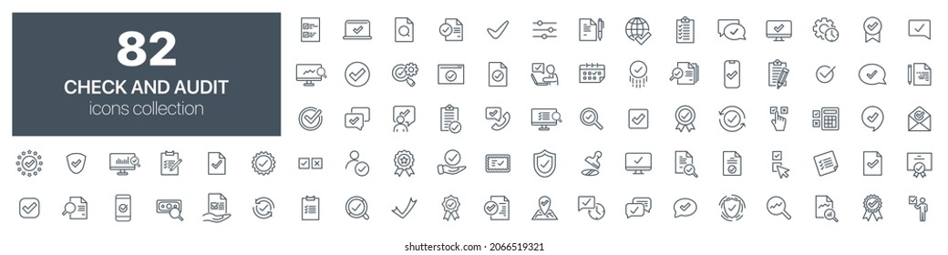 Check and audit line icons collection. Vector illustration eps10