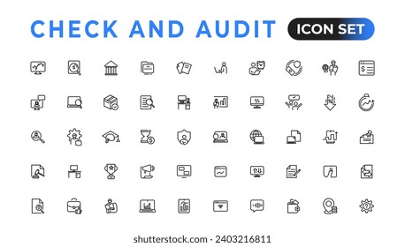 Check and audit line icons collection. Set of thin line web icon set, simple outline icons collection, Pixel Perfect icons, Simple vector illustration.
