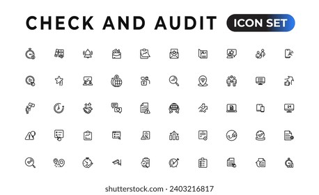 Check and audit line icons collection. Set of thin line web icon set, simple outline icons collection, Pixel Perfect icons, Simple vector illustration.
