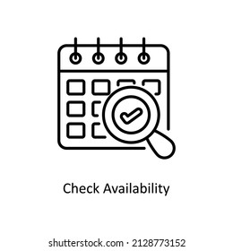 Check Availability vector outline icon for web isolated on white background EPS 10 file