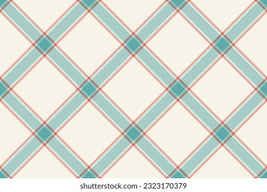 Check background pattern of textile plaid fabric with a tartan seamless vector texture in linen and teal colors.