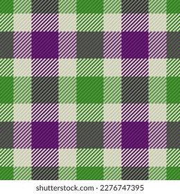 Check background pattern. Texture seamless plaid. Fabric tartan vector textile in violet and pastel colors.
