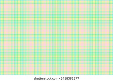 Check background plaid of seamless vector textile with a tartan pattern texture fabric in green and light colors.