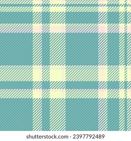Compruebe el revestimiento de fondo de tela de textura sin fisuras con un patrón vectorial de tartán textil en colores de teal y luz.