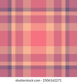 Up check background seamless, lined plaid textile texture. Industrial vector tartan fabric pattern in red and orange colors palette.