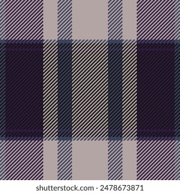 Check background seamless of textile plaid fabric with a vector texture tartan pattern in black and pastel colors.