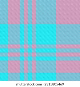 Check background textile of tartan vector texture with a seamless fabric pattern plaid in cyan and light colors.