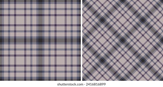 Check background texture of fabric tartan pattern with a plaid textile vector seamless. Set in night colours. Elegant tablecloths for special occasions.