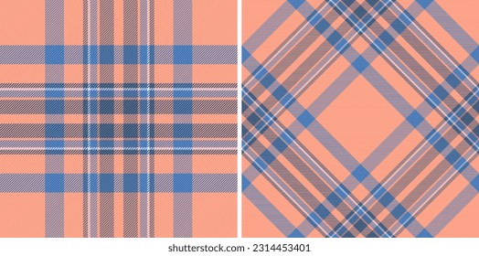 Check background texture of fabric textile vector with a seamless plaid tartan pattern set in vintage colors.