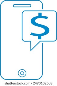 Ilustración vectorial de iconos de saldo de cheque, icono de banca móvil, icono de saldo móvil, icono de saldo de cheque, arte e ilustración, dólar en teléfono, saldo digital, pago por teléfono, pago en línea