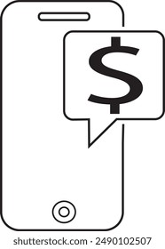 Ilustración vectorial de iconos de saldo de cheque, icono de banca móvil, icono de saldo móvil, icono de saldo de cheque, arte e ilustración, dólar en teléfono, saldo digital, pago por teléfono, pago en línea