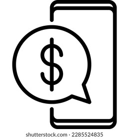 Check balance on smartphone thin line icon. Modern vector illustration.