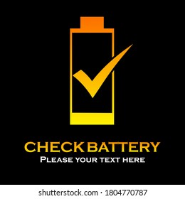 Check battery logo template illustration. suitable for electric, industry, rechargeable, technology, web, mobile