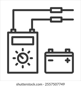 Check Battery Outline Icon Vector Illustration