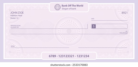 Comprobar la Plantilla en blanco para transacciones bancarias