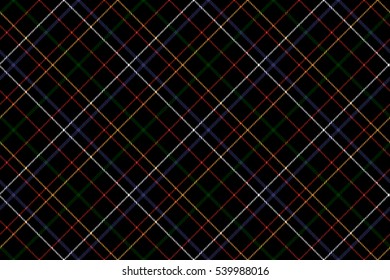 Check black diagonal fabric texture seamless pattern. Vector illustration.