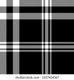 Check black white plaid diagonal texture seamless pattern. Vector illustration.