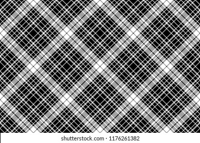 Check black white plaid seamless pattern. Vector illustration.