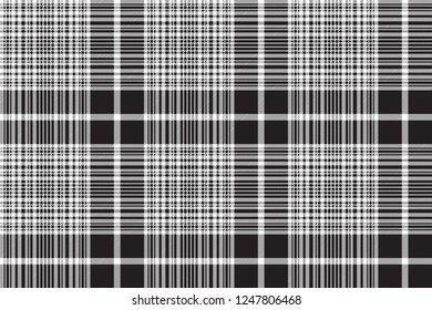 Check black white plaid seamless pattern. Vector illustration.