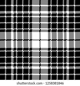 Check black white plaid seamless pattern. Vector illustration.
