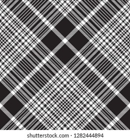 Check black white plaid seamless pattern. Vector illustration.