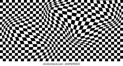 Compruebe el fondo del tablero. Bandera a cuadros en blanco y negro. para las carreras.