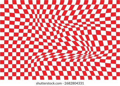 Check board seamless pattern background red and White checkered board. Chess Pattern. Abstract checkered checkerboard for game. Abstract red and white vector design. Pattern abstract wave checkerboard