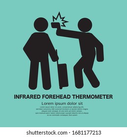 Check The Body With a Infrared Forehead Thermometerever. To prevent the spread of the virus Black Icon Vector Illustration