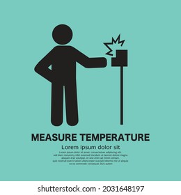 Check The Body With a Infrared  Thermometerever. To prevent the spread of the virus Black Icon Vector Illustration.