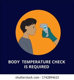 Check body temperature before entering public area to fight against coronavirus in flat style vector illustration.