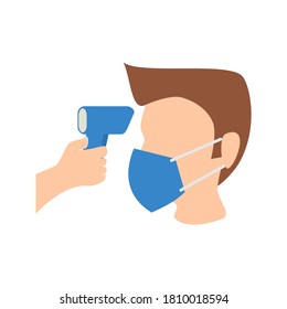 Check body temperature before entering public icon on white background vector.