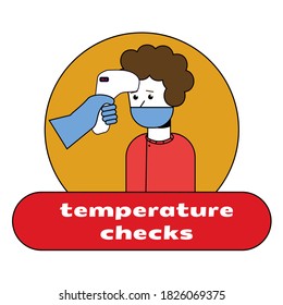 Check body temperature before entering public area to fight against coronavirus in flat style, COVID-19 strategy