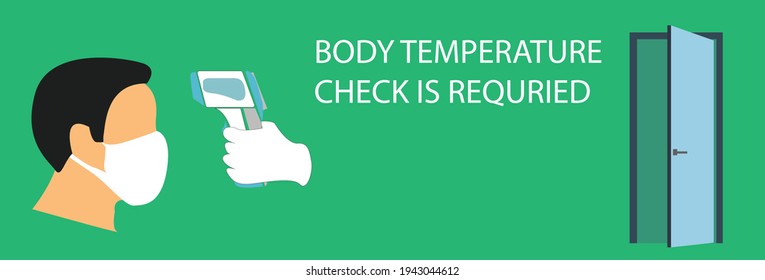 Check body temperature before entering public area to fight against coronavirus in flat style, COVID-19 strategy
