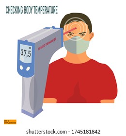 
check the body temperature with an infrared thermometer. protection from the corona virus.