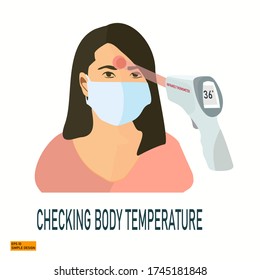 
check the body temperature with an infrared thermometer. protection from the corona virus.