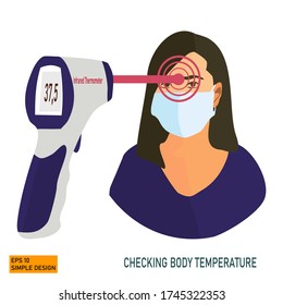 compruebe la temperatura corporal con un termómetro infrarrojo. protección frente al virus de la corona.