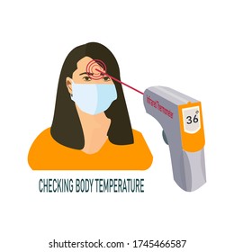 compruebe la temperatura corporal con un termómetro infrarrojo. protección frente al virus de la corona.
