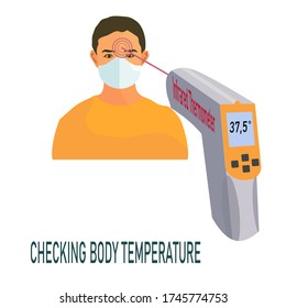 check the body temperature with an infrared thermometer. protection from the corona virus.