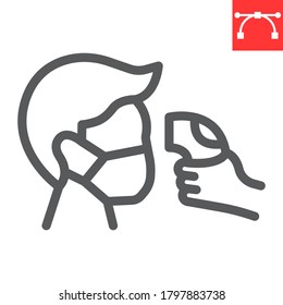 Check body temperature line icon, coronavirus and covid-19, checking body temperature sign vector graphics, editable stroke linear icon, eps 10