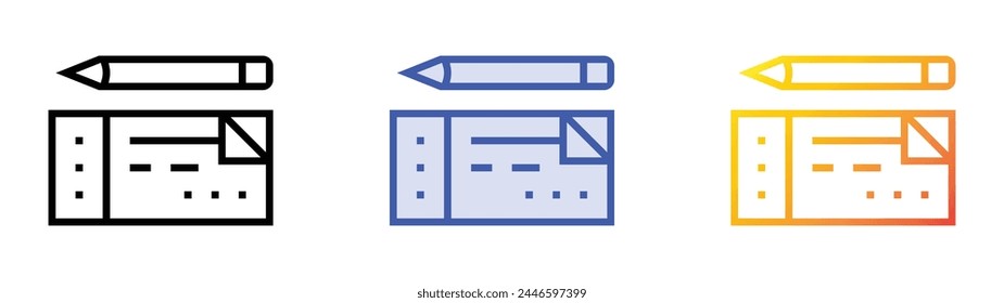 check book icon. Linear, Blue Fill and Gradient Style Design Isolated On White Background