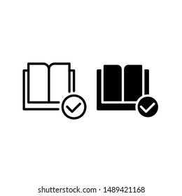Check book page icon. With outline and glyph style