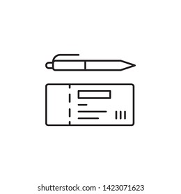 check book, pen icon. Simple thin line, outline vector of Saving money icons for UI and UX, website or mobile application