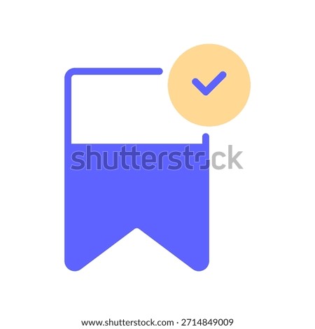 Check Bookmark Line Icon, Outline Symbol for Saved Page, Favorite Item, Reading List, Memory Marker, and Important Note. Vector Sign Icon.