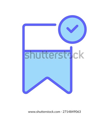 Check Bookmark Line Icon, Outline Symbol for Saved Page, Favorite Item, Reading List, Memory Marker, and Important Note. Vector Sign Icon.