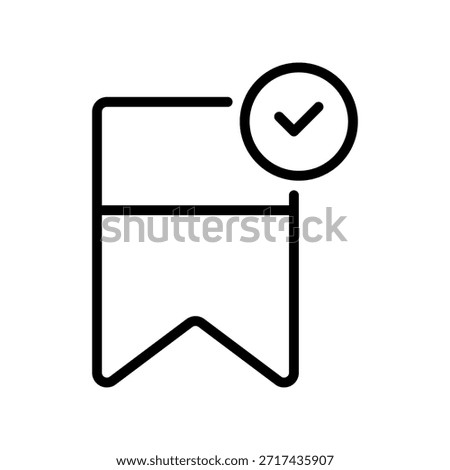 Check Bookmark Line Icon, Outline Symbol for Saved Page, Favorite Item, Reading List, Memory Marker, and Important Note. Vector Sign Icon.