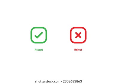 Casilla de verificación aceptar y rechazar conjunto de iconos.