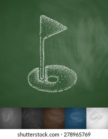check box and the ball icon. Hand drawn vector illustration. Chalkboard Design