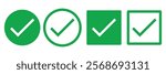 Check box icon with correct, accept checkmark icons tick box checked. Approve symbol. Check mark icon vector design. Green check mark icon. Green tick symbol. Vector check icon.